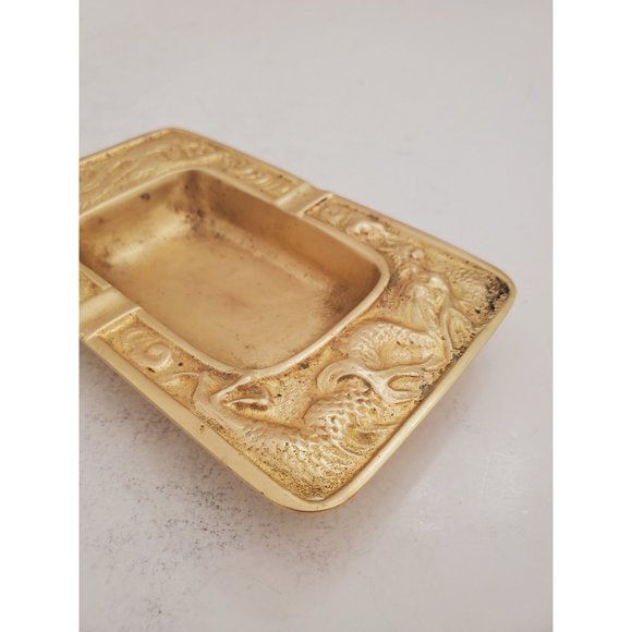 Tray / Plate / Dish / Ashtray || Vintage solid brass || Dragon picture - Picture 10 of 10